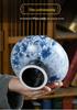 Porcelain Tall-Footed Blue & White Fruit Bowl: Tea Table Plate for Melon Seeds, Pastries, Snacks & Dried Fruits