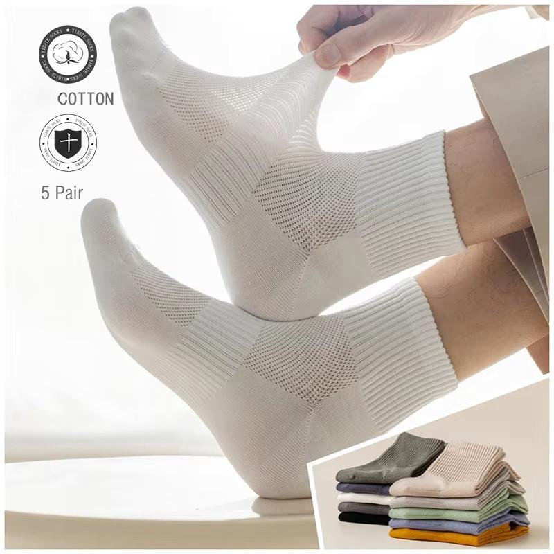 5/10 Paar Herren Baumwollsocken Hohe Qualität Atmungsaktive Mesh-Socken Langlebige Einfarbige Freizeitsocken Mode Anzugsocken Mann