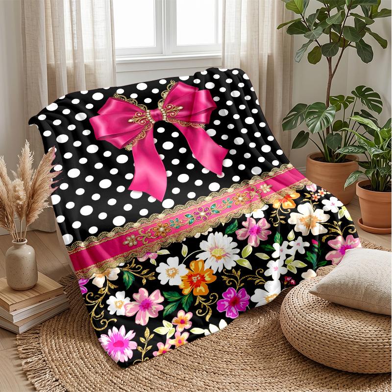 Pink and Black Leopard Print with Roses Theme blanket Lightweight Warm Flannel Blanket Decorative Throw Blanket for Home Decoration