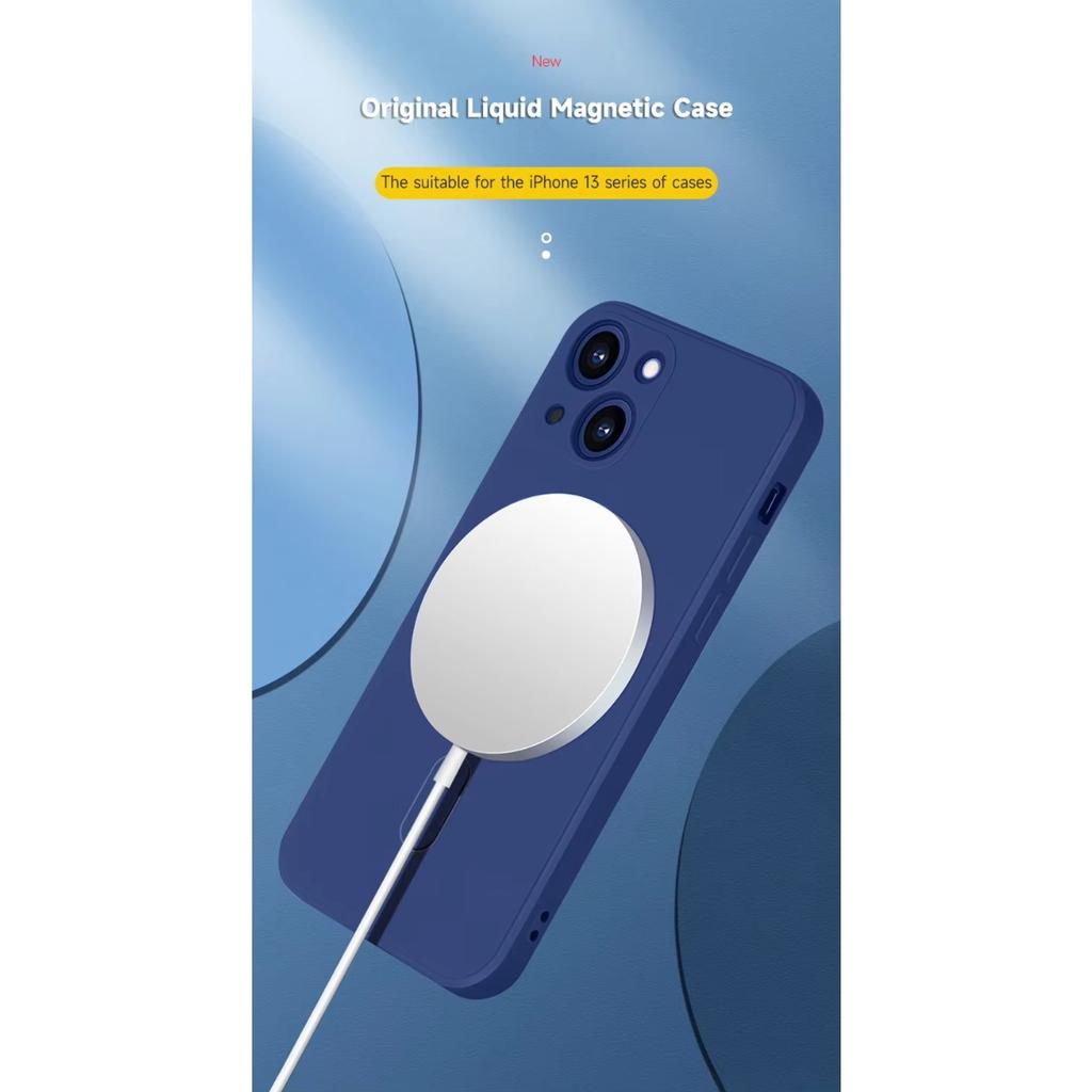 Tekuté silikonové pouzdro odolné proti nárazu pro iPhone 16 15 14 13 12 11 Magnetická bezdrátová nabíječka telefonu Pro Max Plus pro kryt Magsafe