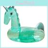 Sparkling Transparent Unicorn Inflatable Float Raft Adult Swim Ring Chair Green