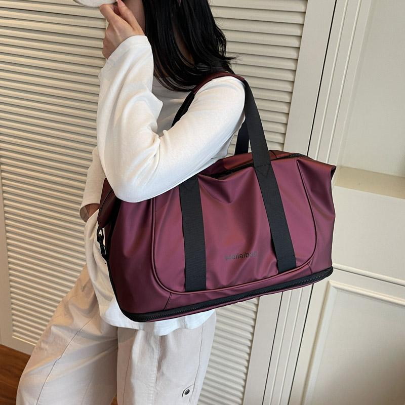 Dry and Wet Separate Travel Bag Women's Large Capacity Outdoor Duffel Bag Extensible Lightweight Yoga Fitness Bag