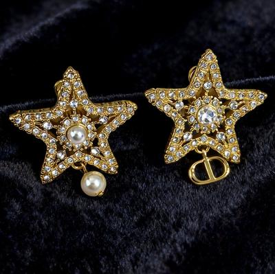 = Letter Five-pointed Star Full Diamond Earrings, Earrings, High-end Temperament, Light Luxury, Fashion Temperament, Versatile