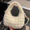 Bubble cotton bag Korean version trendy fashion dumpling bag 2025 summer new cotton clothes pleated rhombus shoulder bag