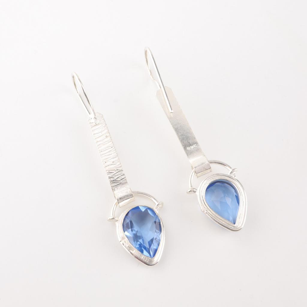 Tanzanite Gemstone 925 Sterling Silver Jewelry Women's Handmade Earrings 2.3" EE-166-5