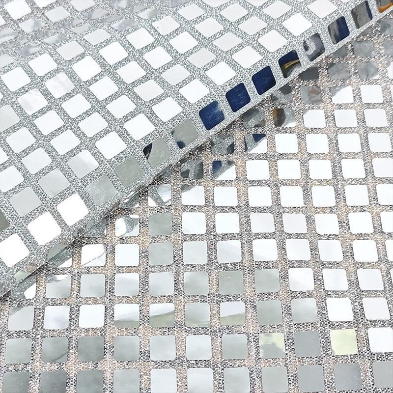 

Multi-Color Metal Color Square Lattice Soft Mirror Mesh Textile Decor Cloth DIY Party Stage Costume Sequin Designer Fabric 100x140cm серебряный