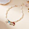 New Luxury Baroque Imitation Pearl Necklace for Women Gold Color Starfish Conch Pendant Choker Summer Beach Wedding Jewelry Gift