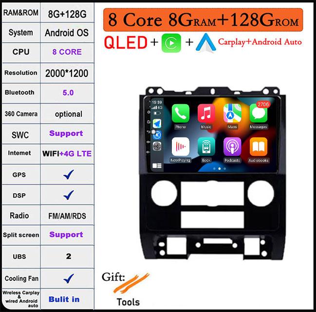 Android 14 For Ford Escape 2007-2012 9" Screen Head Unit Car Radio Stereo GPS Navigation Multimedia Player Audio Autoradio