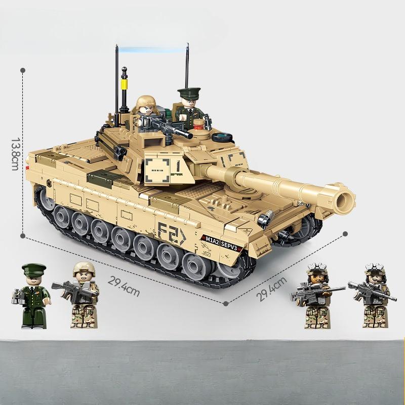 723pcs Military Series M1A2 Main Battle Tank Assembly Building Blocks Children's Toys No Box