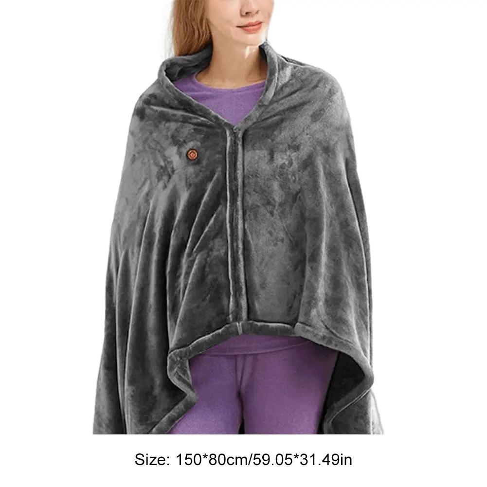 USB elektrická vyhřívaná přikrývka 3 úrovně vyhřívání Fleecová vyhřívaná přikrývka Přenosná korálová sametová přikrývka Rychle zahřátá pelerína