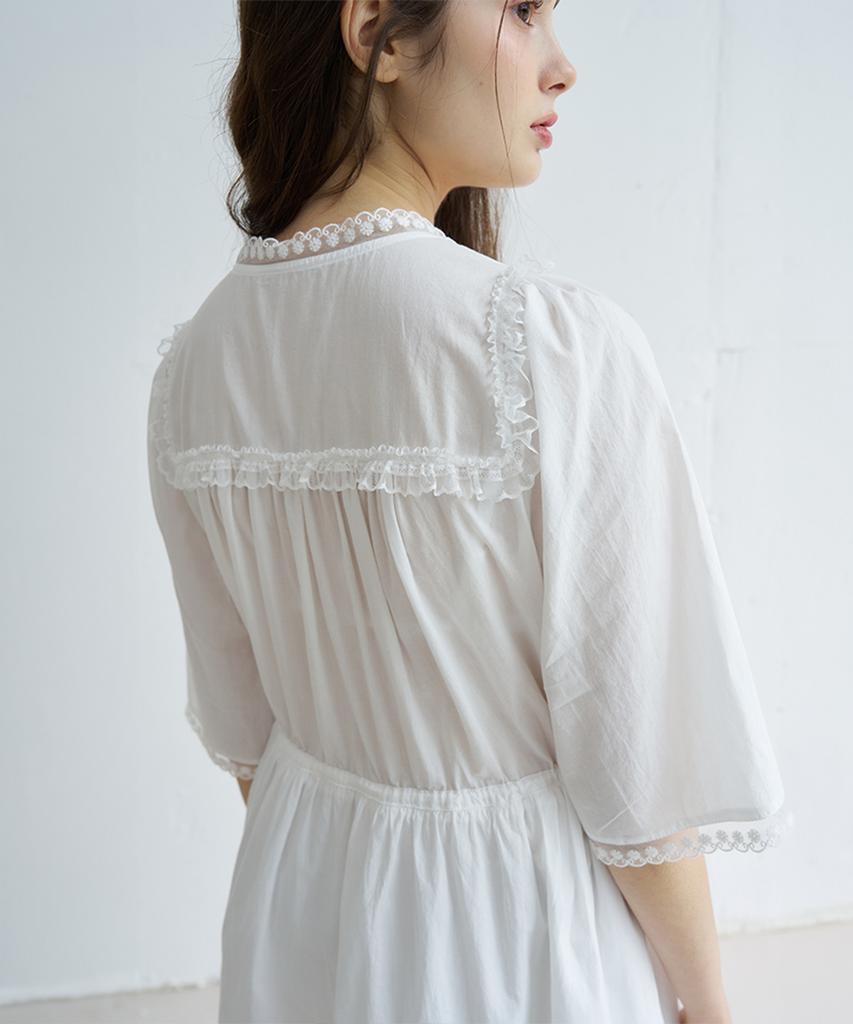 Bember Diana Lace Trim Coat Dress_White