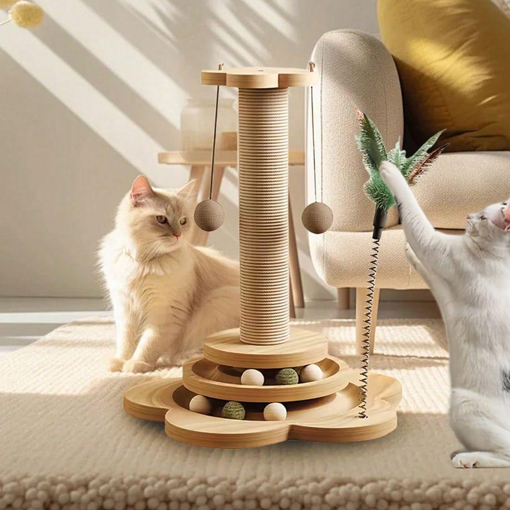 Sword Hemp Toy, Interactive Cat Toy Indoor Cat Sword Hemp Rope Cat Scratch Board, 4In1 With 2Layer Interactive Track Ball Hangi малиновый