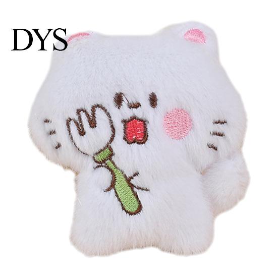 Handbags Decorative Accessory Holding Fish Cat Plush Pendant, Stuffed Fork White Kitten Keychain for Backpacks Purses Bag Charm