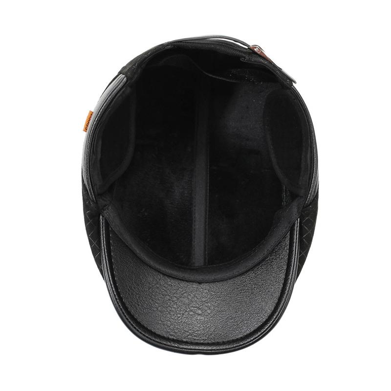 Autumn Winter Plaid Forward Hat Men's Thick Warm Cotton Hat Outdoor Middle-Aged and Elderly Ear Protection Cap Woolen Hat