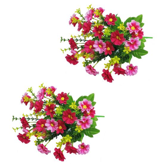 2 Stück künstliche Gänseblümchen, Strauß, realistische Kunstblumen, Sträucher, Grünpflanzen aus Kunststoff, Ganzjahres-Kunstblumen für die Innenvase, den Außenbereich, Garten, Veranda, Fensterkasten