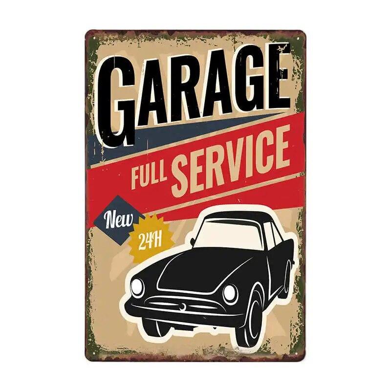 GARAGE FULL SERVICE Vintage Metal Signs Car Garage Retro Poster Bar Wall Decor Plaque Painting Art 20x30 CM