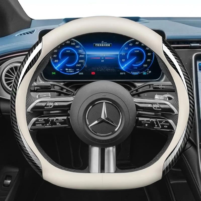 CQM1 Leather Car Steering Wheel Cover for Mercedes Benz E53 E63 S580e S680 CLA250 CLA35 CLA45 CLE53 GT53 GT63 GT55 A35 Accessories