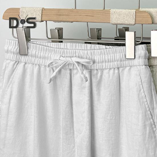Pantaloni da Uomo in Lino Casual Vestibilità Ampia Pantaloni Dritti con Coulisse Gamba Larga Pantaloni da Golf Estivi da Vacanza Viaggio Lavoro Vita Quotidiana