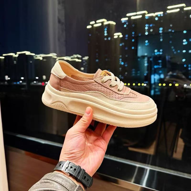

Leather casual shoes women s 2025 spring and summer new versatile stepping on shit to increase the feeling of thick-soled versatile sports breath 40 фиолетовый
