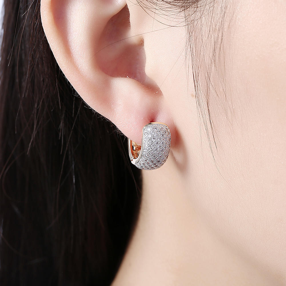Luxury Fashion Paved Cubic Zirconia Hoop Earrings for Women Gold Color Bride Accessories Wedding Earring Valentine's Day Gift Jewelry