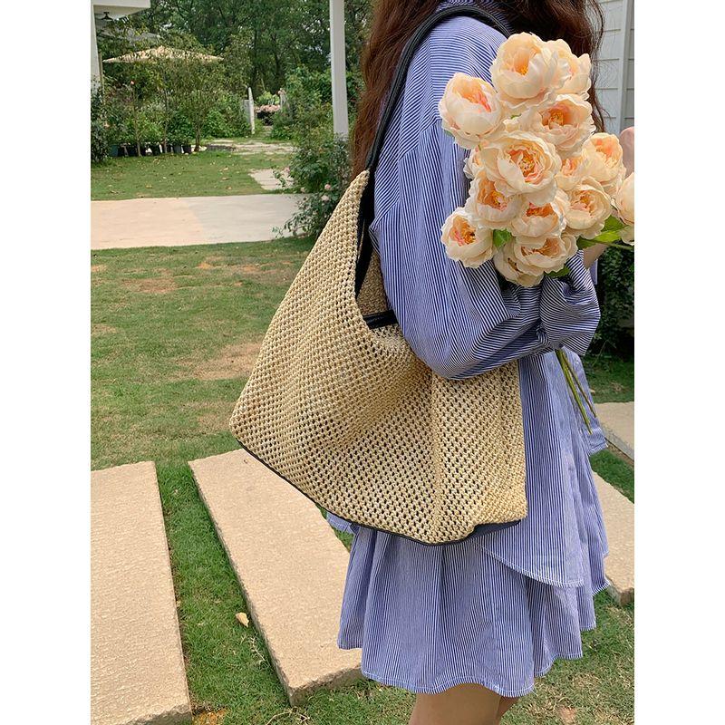 

Women s Handmade Bag Weave Vintage Large Capacity Totes Black