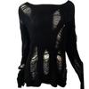 Punk Gothic Hole Sweaters Women Hollow Out Broken Fashion Sweater Autumn Winter Pullover Sweaters Woman