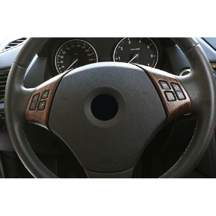 Fit For BMW 3 Series Steering Wheel Button 2005-12 Brown Wood Grain Frame Cover
