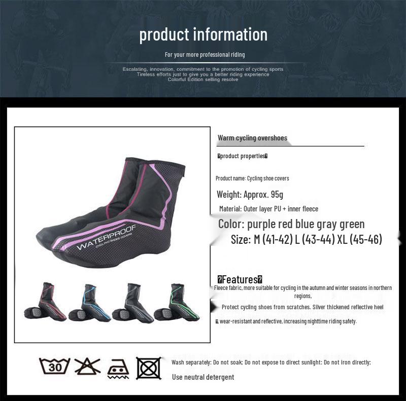 Windproof & Waterproof Fleece Bike Shoe Covers for Winter