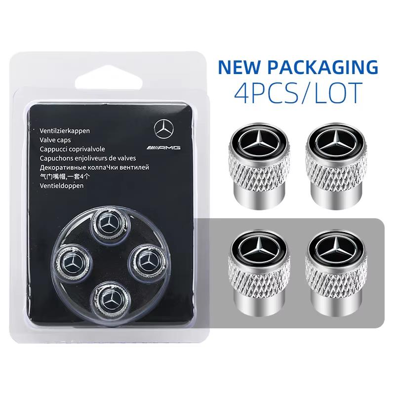4Pcs/Set Dustproof Anti-block Tyre Valve Stem Protective Caps Fit Mercedes-Benz C W202 W203 W204 E W221 Wheel External Decor ZK9