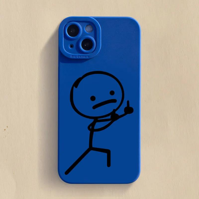 Trendy Cartoon Stickman Silicone Phone Case for iPhone 11-16 Pro Max