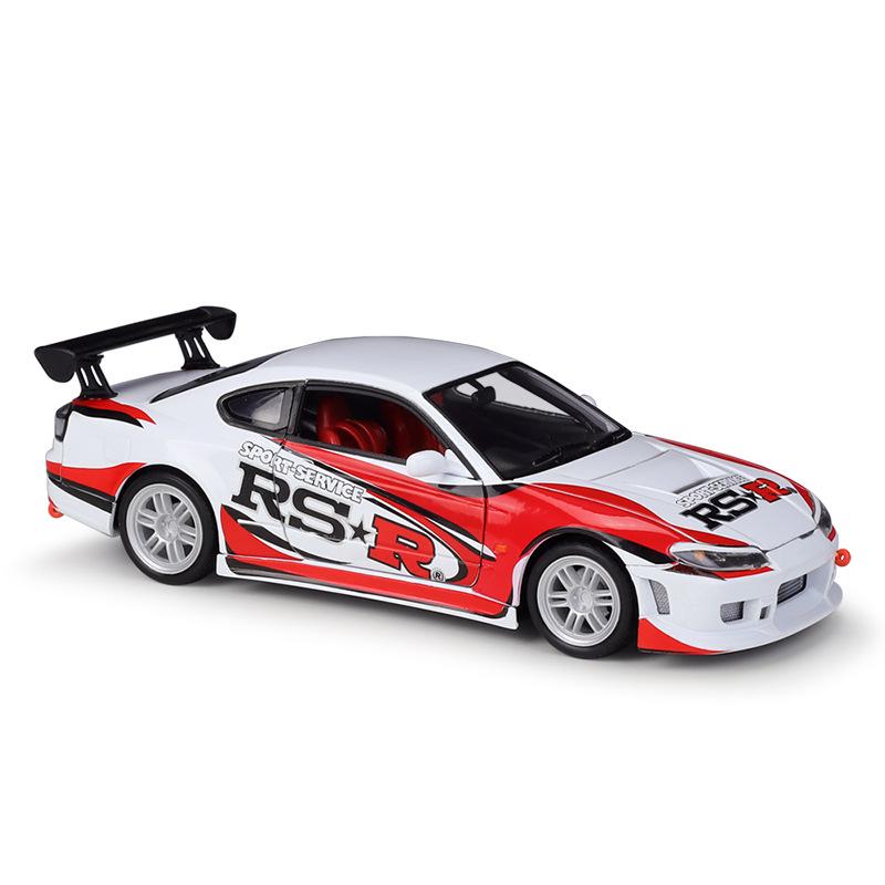 Welly 1/24 Nissan Silvia S15 RSR Alloy Sports Car Model Diecasts Metal Track Racing Car Vehicles Model Simulation Kids Toys Gift