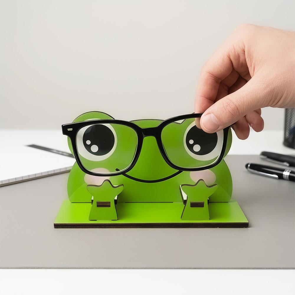 Wooden Animal Eyeglass Display Stand Hand Carved Glasses Organizer Holder for Office Study Bedroom Desk and Home Decoration