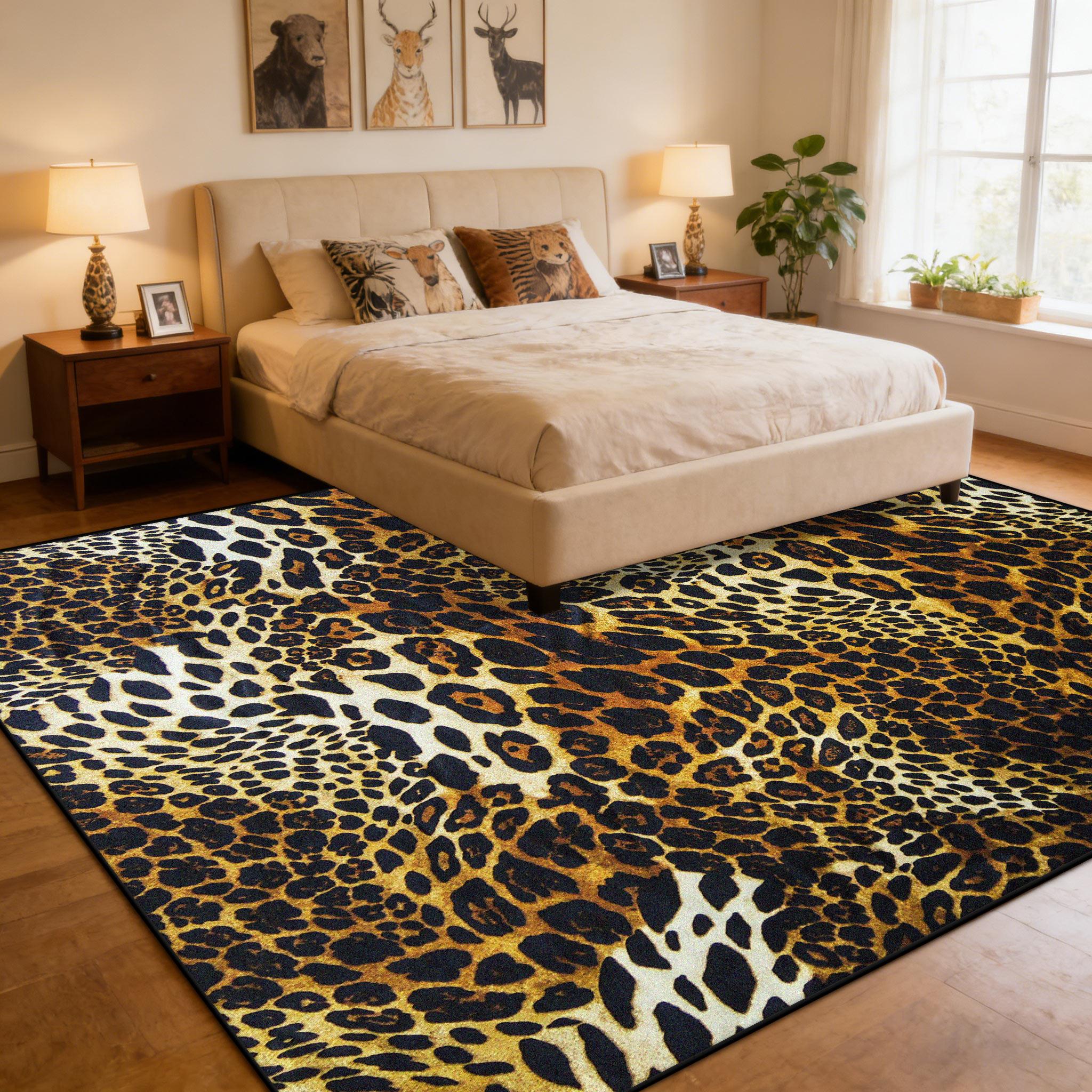 

Tiger Pattern Animal Retro Living Room Carpet American Style Plush Washable Large Rug Bedroom Bedside Easy Clean Soft Floor Mat 60x90cm