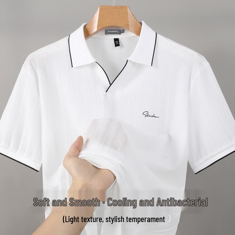 SHANSHAN Men s Cool-Touch Anti-bacterial Stretchy Polo Shirt XL