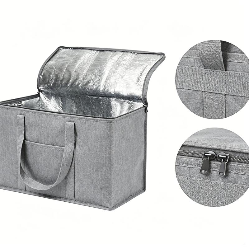 Thermal Insulated Food Delivery Bag Tear Resistant Aluminum Foil Lining Reusable Zipper for Commercial Food Delivery Service