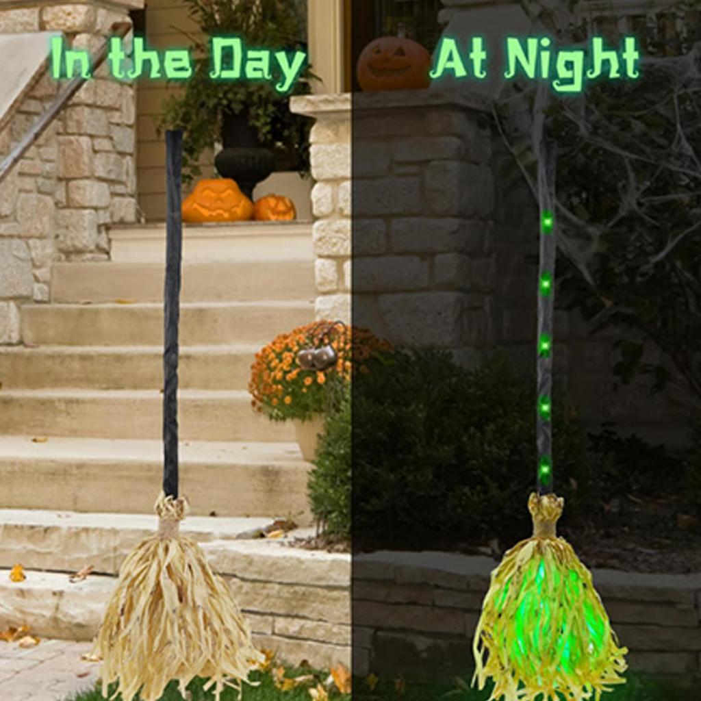 Halloweenowa Magiczna Miotła Straszna Świecąca Ruchoma Miotła Miotła Wiedźmy Rekwizyty Imprezowe Dekoracje Halloweenowe Z Dźwiękiem Światłem