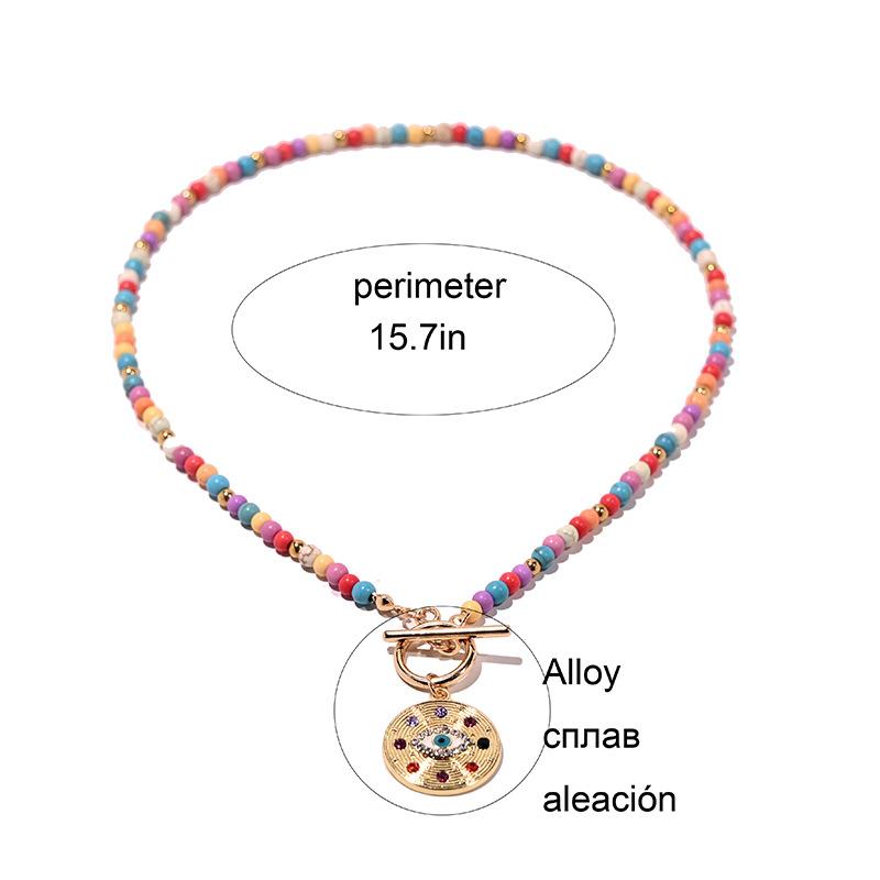 Colorful Bead Choker Necklace For Women Neck Chain  Evil Charm Daily Jewellery Accessories Gift
