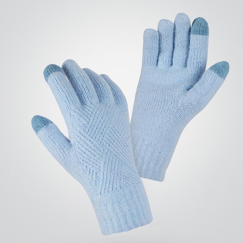 Modische Gestrickte Dicke Handschuhe für Männer & Frauen Einfarbig Argyle-Muster Winddicht Warm Herbst Winter Vollfingerhandschuhe