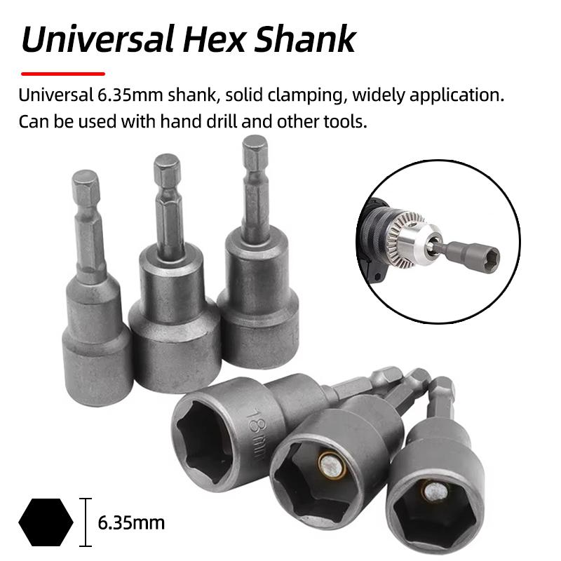14pcs 6-19MM Hex Socket Sleeve Nozzles Strong Magnetic Nut Driver Set Drill Bit Adapter Wind Approved Sleeve Electric Pipi Tsui