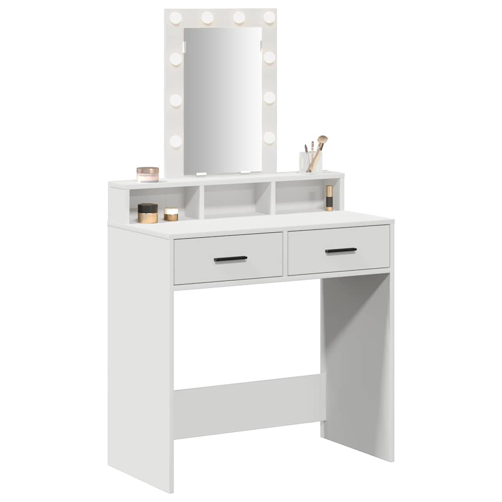 White Makeup Table with Drawers 79 x 41 x 140 cm Engineered Wood