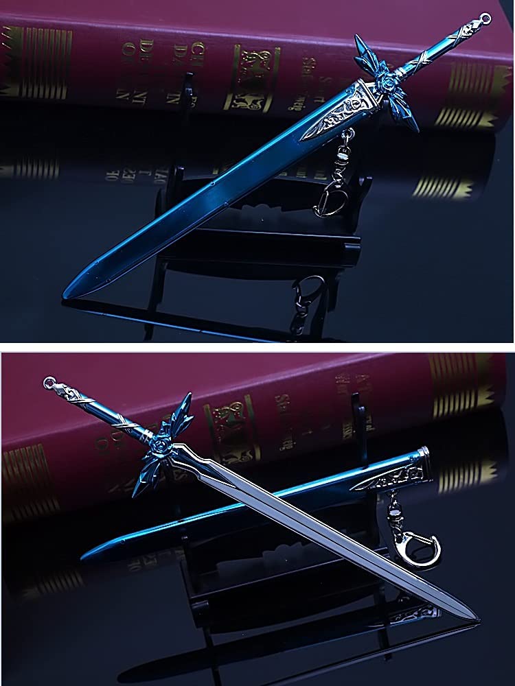 Sword Art Online Keychain SAO Eugeo Blue Rose Sword One-Handed Sword Pendant Keyring SAO Couple Keychain