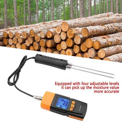 Digital Wood Moisture Meter Cotton Wood Humidity Tester 2~70% Portable Electrical Woodworking Hygrometer with Measuring Probe