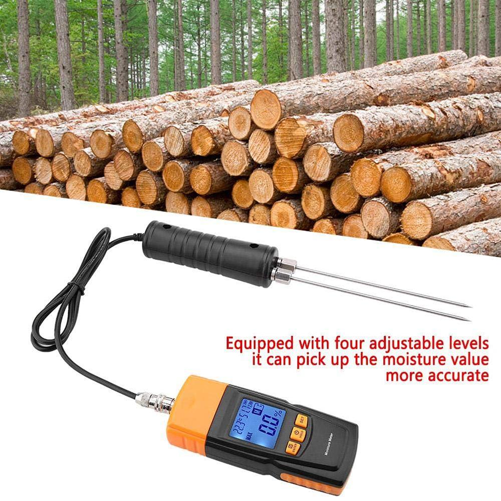 Digital Wood Moisture Meter Cotton Wood Humidity Tester 2~70% Portable Electrical Woodworking Hygrometer with Measuring Probe