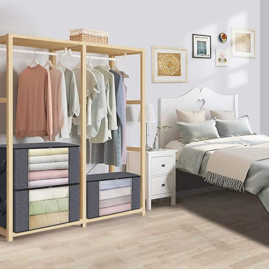 Large Capacity Clothes Storage Bag Foldable Blanket Storage Bags Storage Containers for Organizing Bedroom Closet Clothing