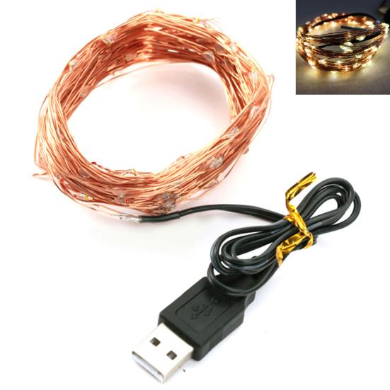 2/5/10 м Водонепроницаемая Медная USB Светодиодная Гирлянда 5 В Струнный Свет Свадебная Вечеринка Декор 2M теплый белый