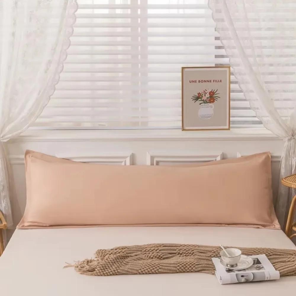 Taie d'oreiller longue confortable en coton doux, double taie d'oreiller longue, imprimés et couleurs unies, décoration de la maison, 120/150/180 cm, 1 pièce