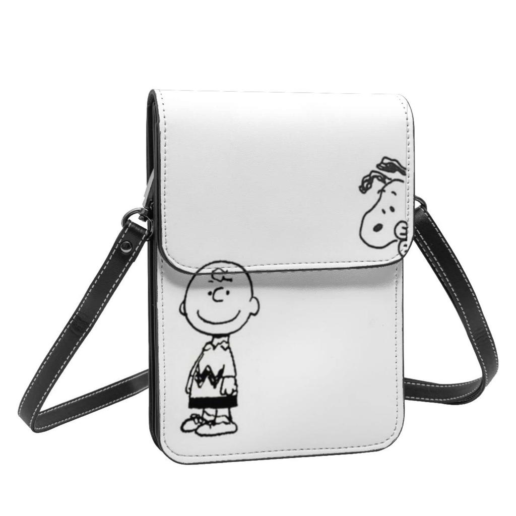 Snoopy Genuine Leather Smartphone Pouch Shoulder and Mini Popular Crossbody Bag [JMI] Bag, Thin, Women's Men's Pouch, Wallet,