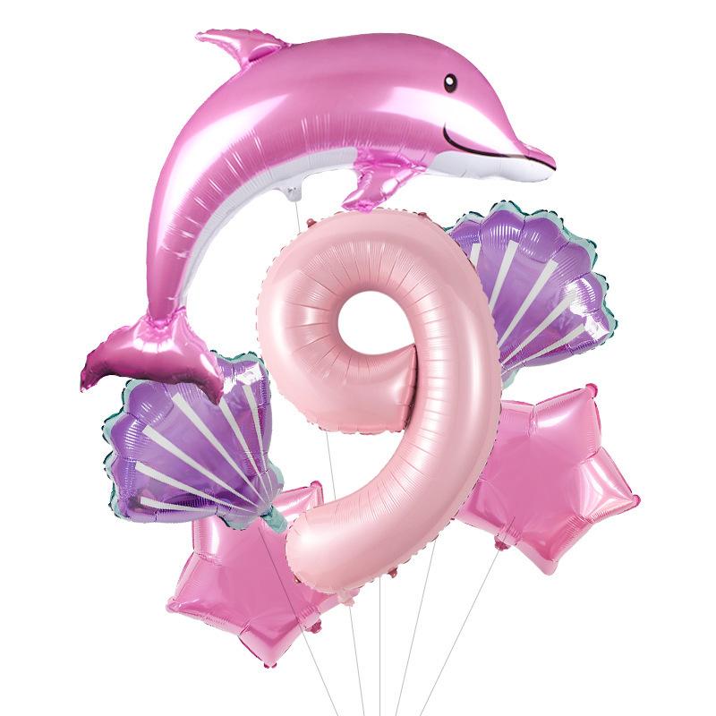 

Набор воздушных шаров из алюминиевой пленки на тему океана, дельфин, ракушка, украшение для детской вечеринки по случаю дня рождения 9