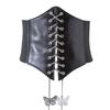 Slim Elastic Pu High Waist Belt Women Women's Girdle Style Chain Elastic Bow Knot Straps Black Punk Gothic Wide Belt Corsets