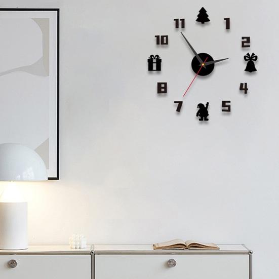 Christmas 3D Wall Clock Glow-in-the-dark Frameless Acrylic Clock Silent Home Office Bedroom Living Room Digital Analog Clock Decoration